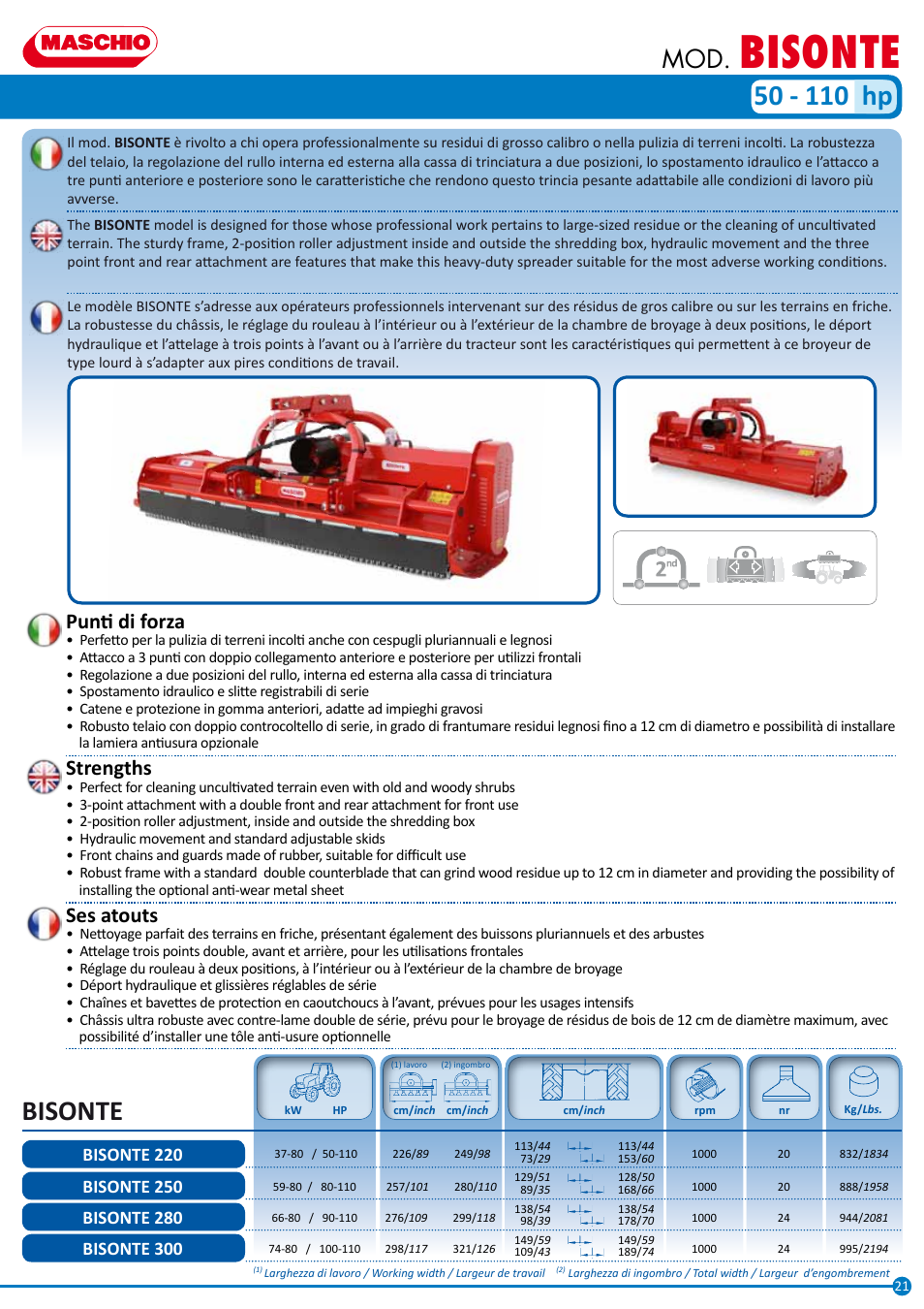 Bisonte, Punti di forza, Strengths | Ses atouts | Maschio Gaspardo LEOPARD User Manual | Page 21 / 32