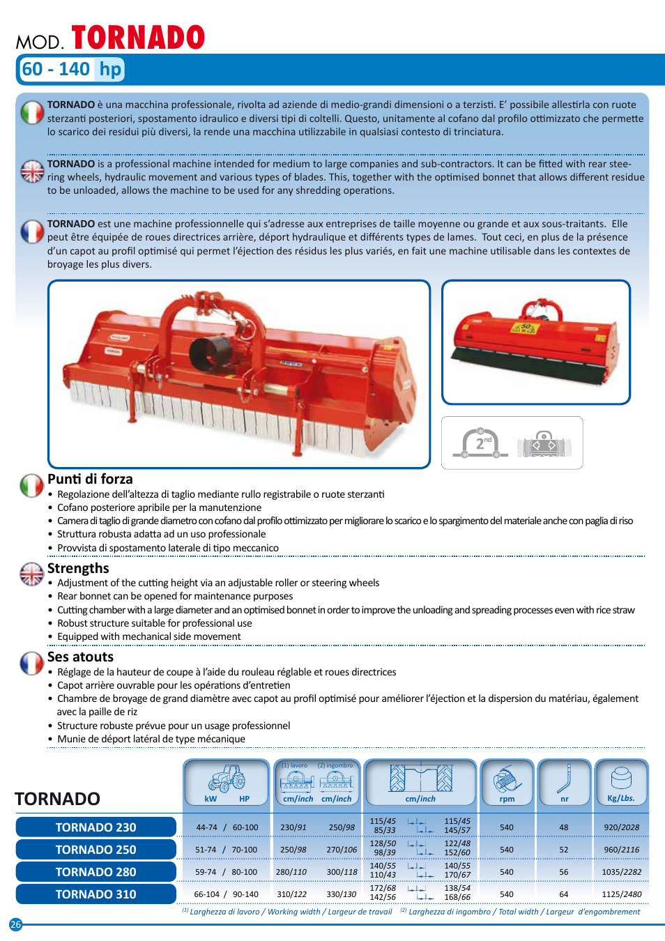 Tornado, Punti di forza, Strengths | Ses atouts | Maschio Gaspardo LEOPARD User Manual | Page 26 / 32