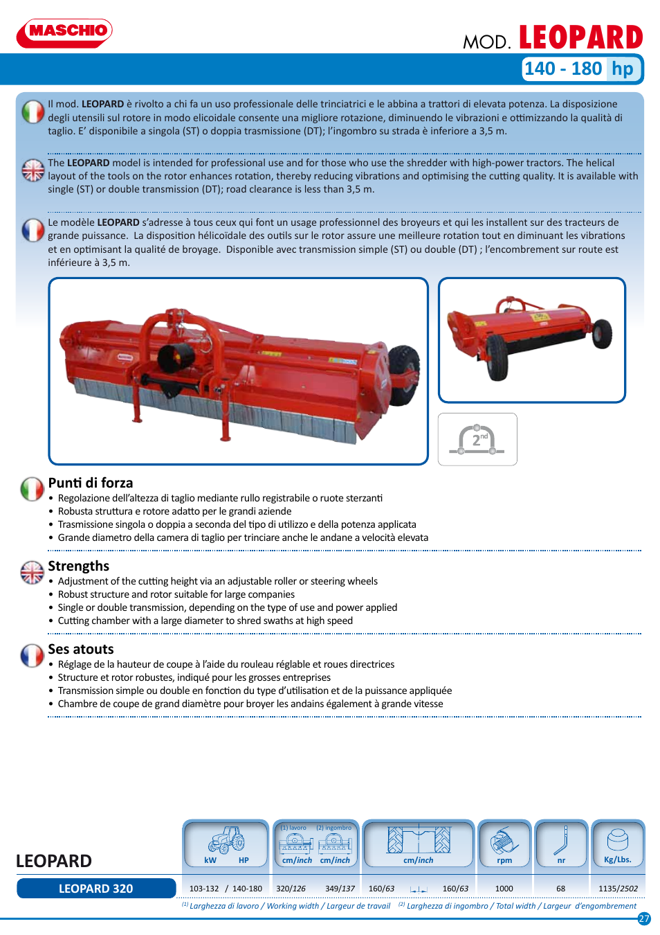 Leopard, Punti di forza, Strengths | Ses atouts | Maschio Gaspardo LEOPARD User Manual | Page 27 / 32