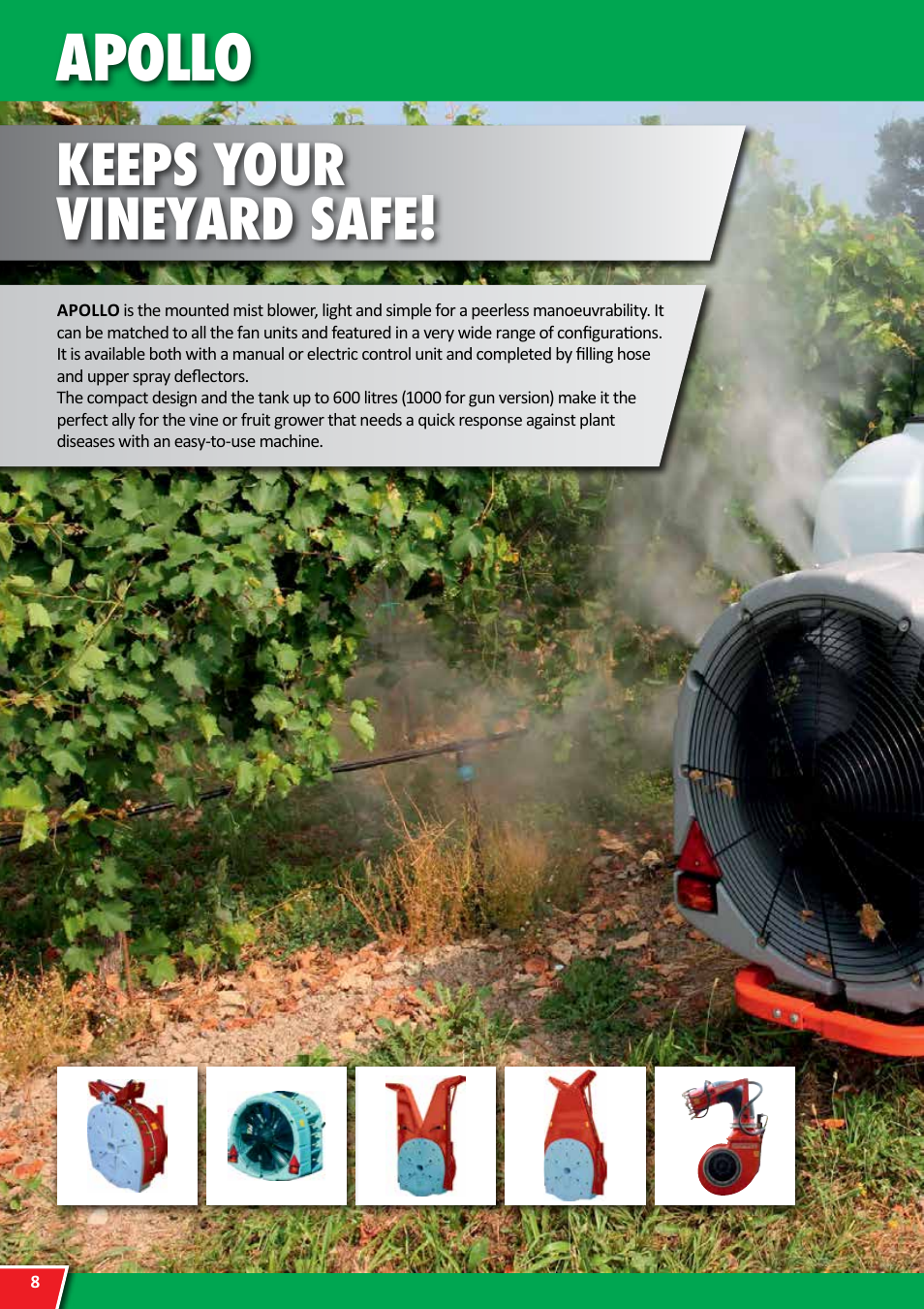 Apollo, Dati tecnici keeps your vineyard safe | Maschio Gaspardo APOLLO User Manual | Page 8 / 16