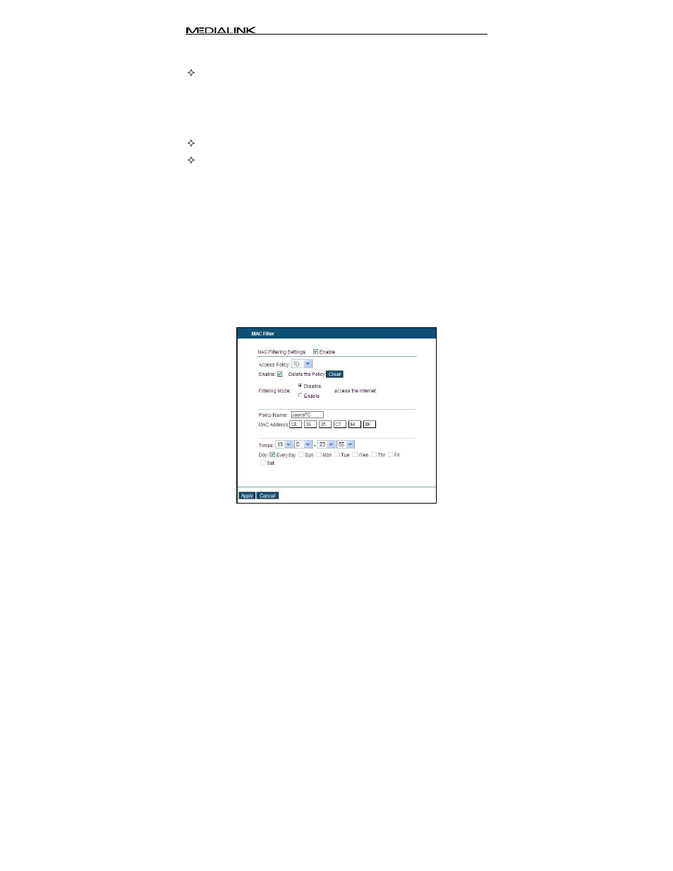 3 mac address filter (parental control) | Mediabridge MWN-WAPR150N User Guide User Manual | Page 99 / 116