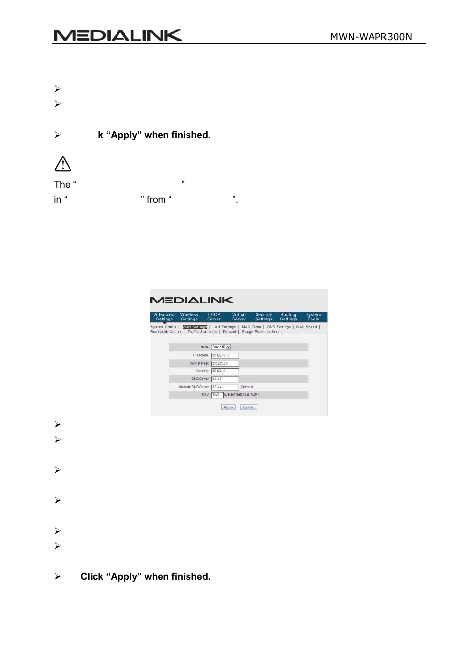 Static ip, Dynamic ip (via dhcp) | Mediabridge MWN-WAPR300N User Guide User Manual | Page 22 / 70