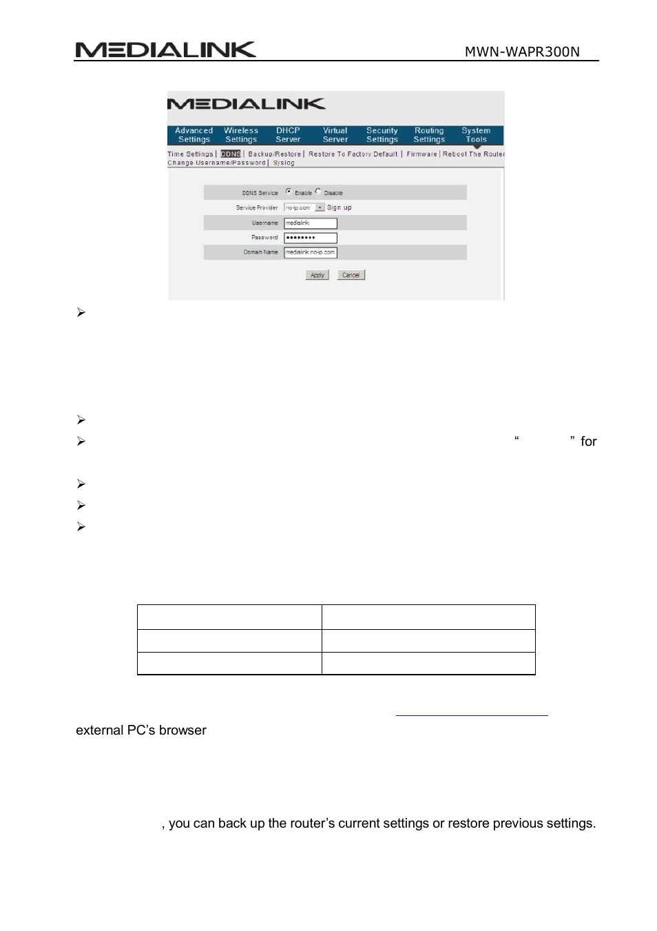Ackup, Estore, 3 backup/restore | Mediabridge MWN-WAPR300N User Guide User Manual | Page 58 / 70