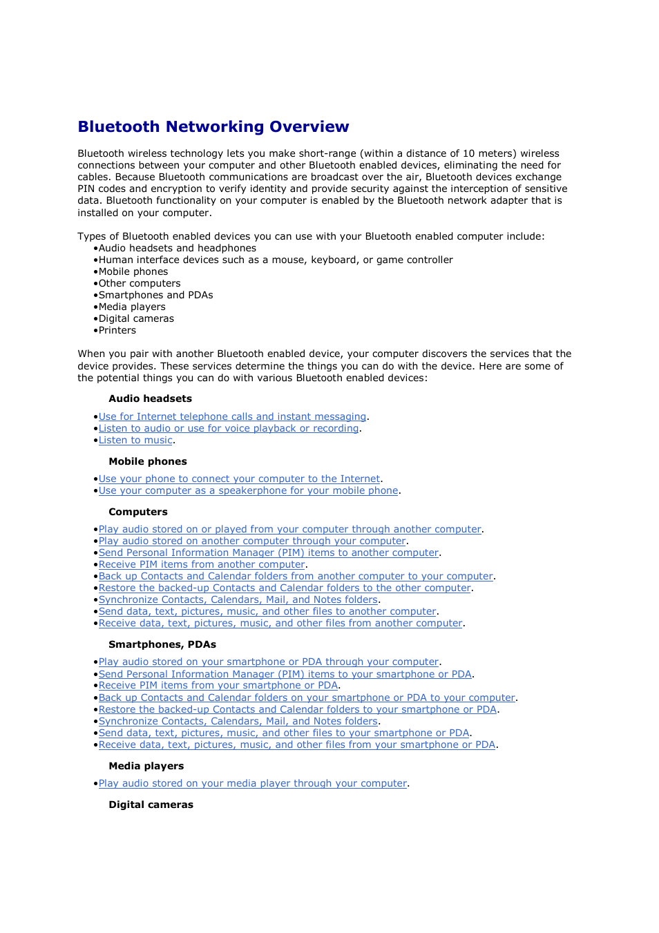 Bluetooth networking overview | Mediabridge MUA-BA3 Windows XP User Manual | Page 2 / 40