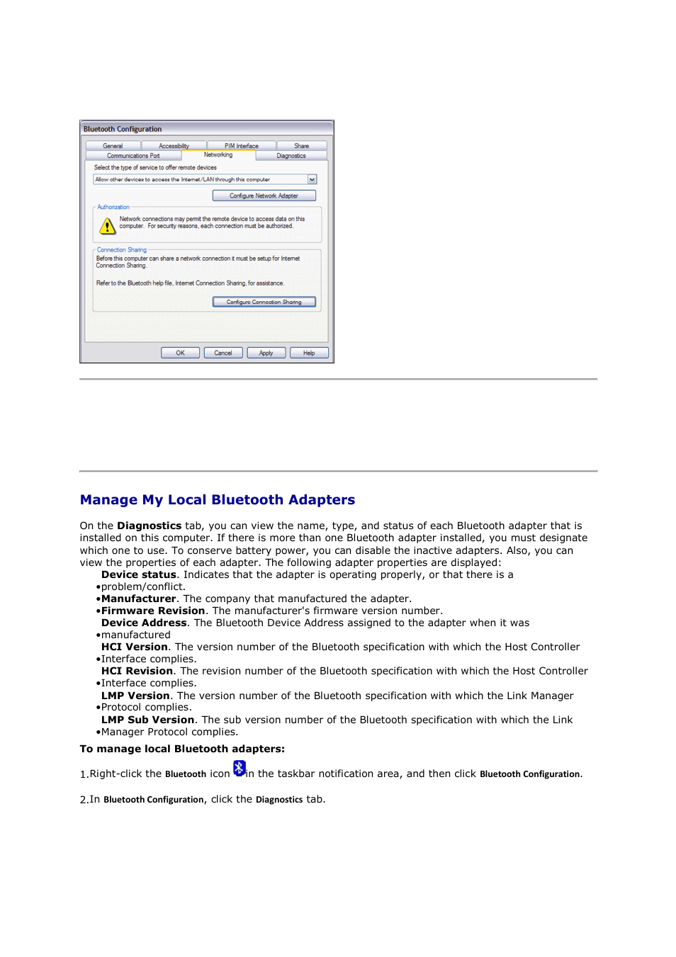 Manage my local bluetooth adapters | Mediabridge MUA-BA3 Windows XP User Manual | Page 22 / 40