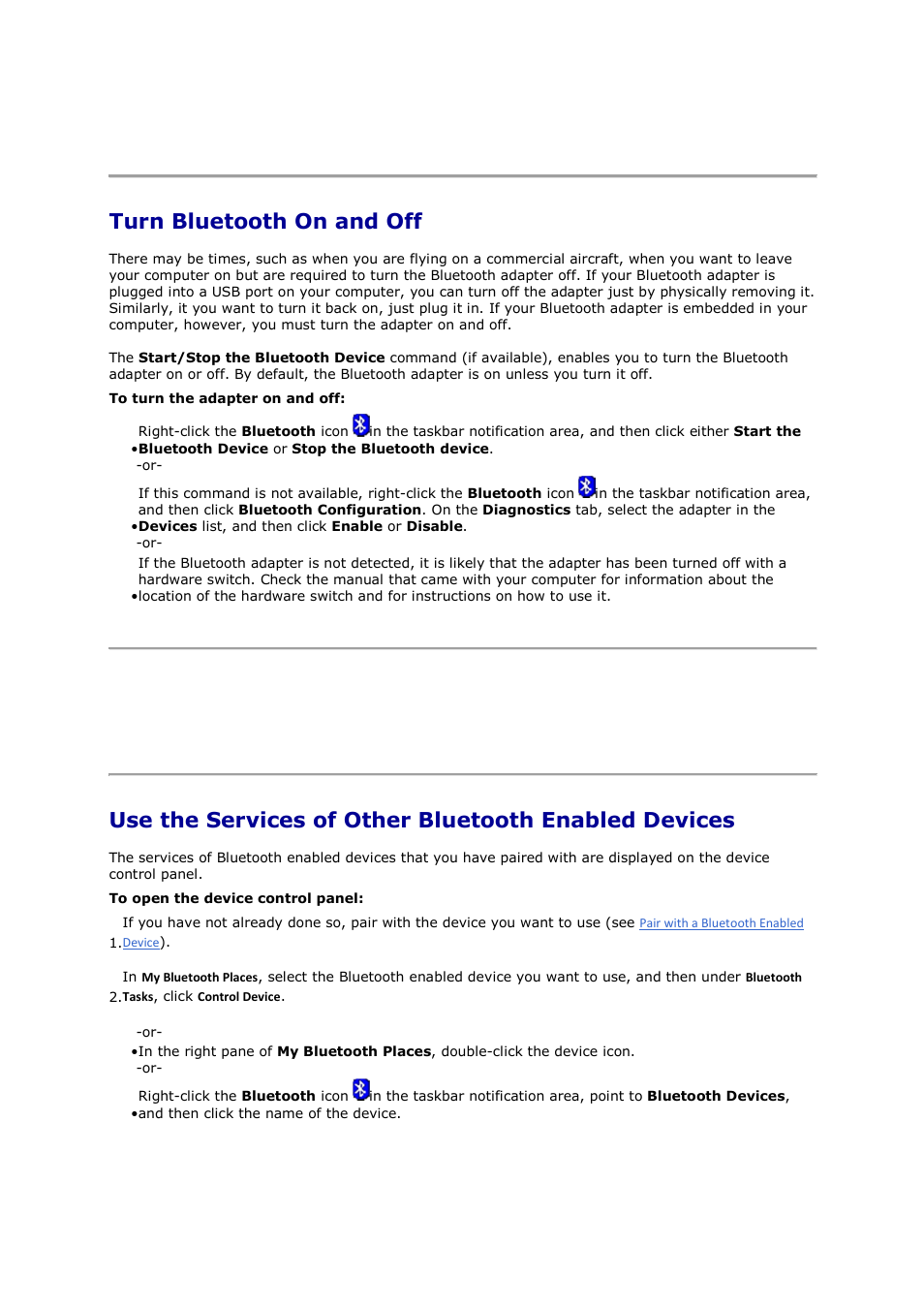Turn bluetooth on and off | Mediabridge MUA-BA3 Windows XP User Manual | Page 24 / 40