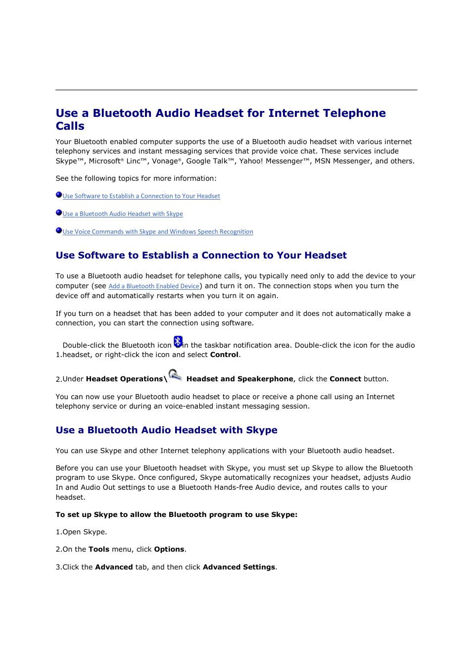 Use a bluetooth audio headset with skype | Mediabridge MUA-BA3 Windows Vista / 7 User Manual | Page 13 / 61