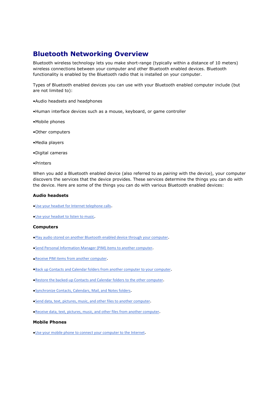 Bluetooth networking overview | Mediabridge MUA-BA3 Windows Vista / 7 User Manual | Page 2 / 61