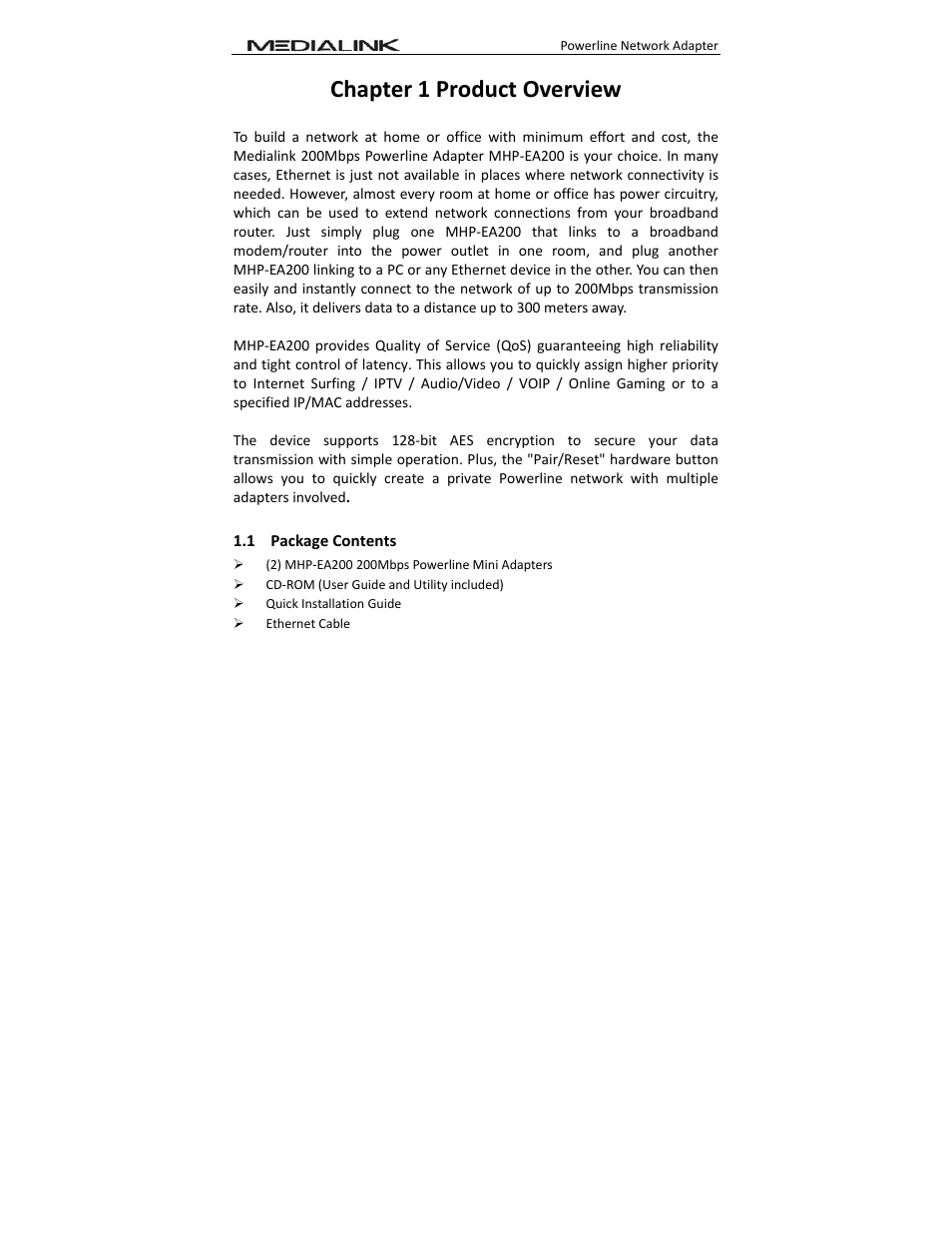 Chapter 1 product overview | Mediabridge MHP-EA200X2 User Guide User Manual | Page 5 / 38