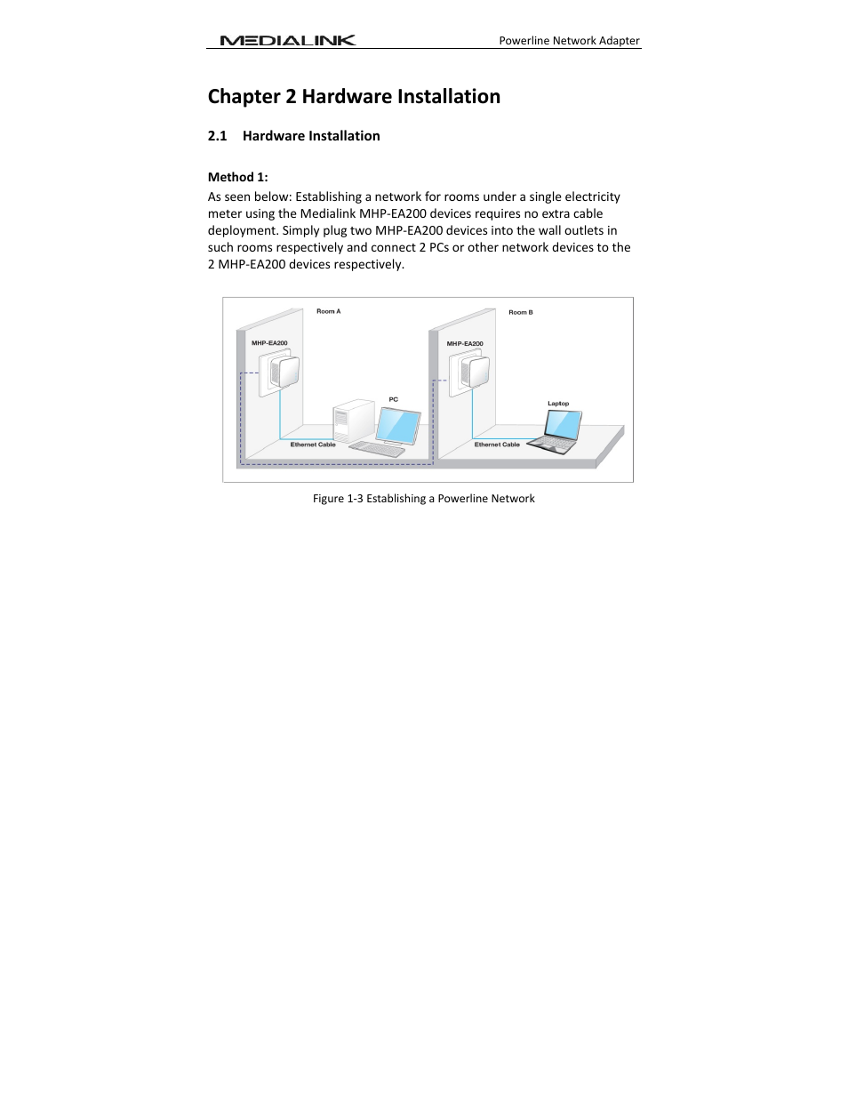 Chapter 2 hardware installation | Mediabridge MHP-EA200X2 User Guide User Manual | Page 9 / 38