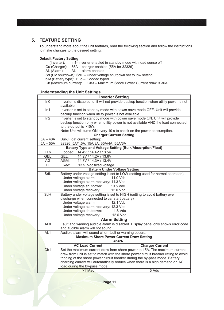 Nature Power Inverter 2000W with 55Amp Inverter Charger (38326) User Manual | Page 11 / 16
