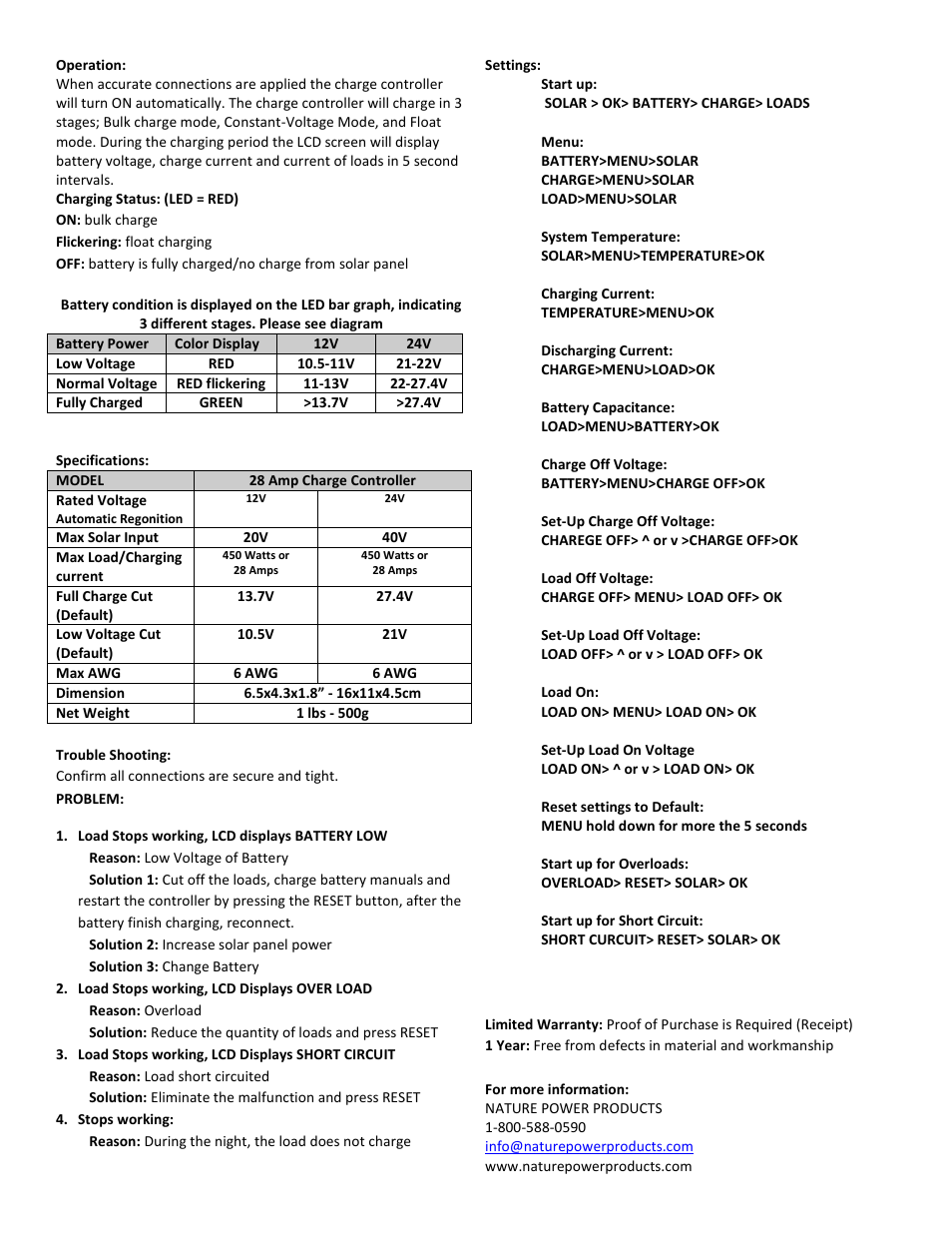 Nature Power 2 8  Amp  Charge  Controller (60028) User Manual | Page 2 / 2