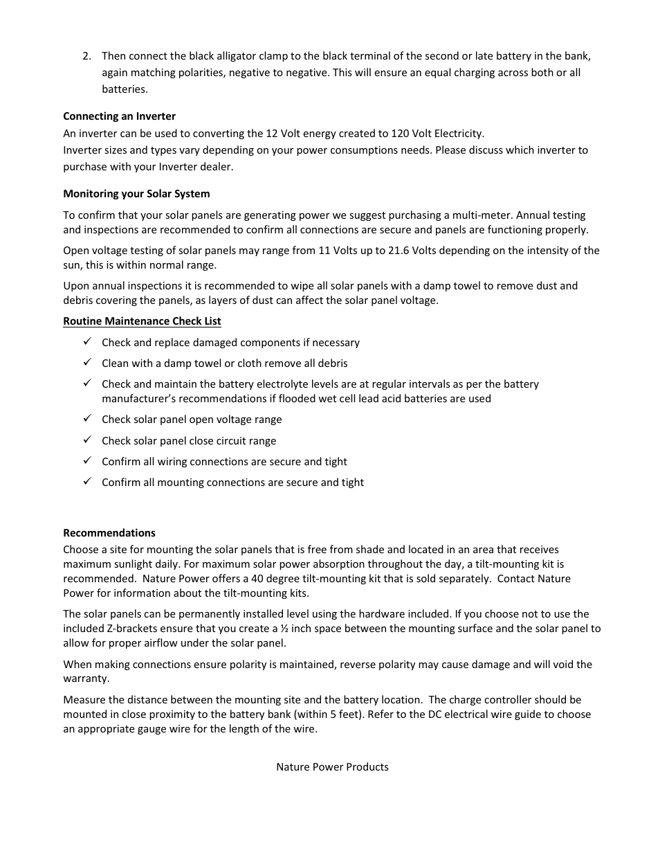 Mounting | Nature Power 40 Watt Solar Charge Kit (50042) User Manual | Page 6 / 9