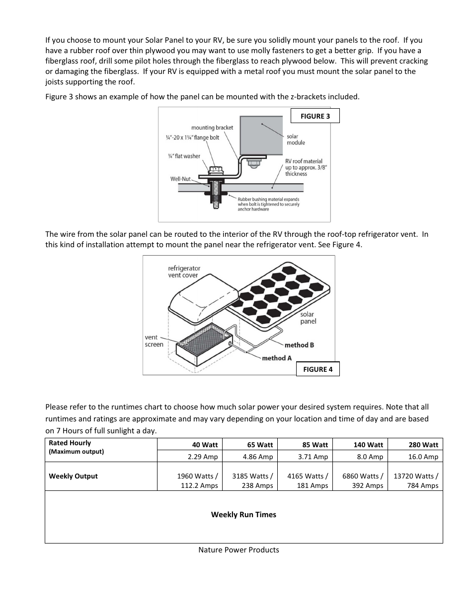 Run times | Nature Power 40 Watt Solar Charge Kit (50042) User Manual | Page 7 / 9