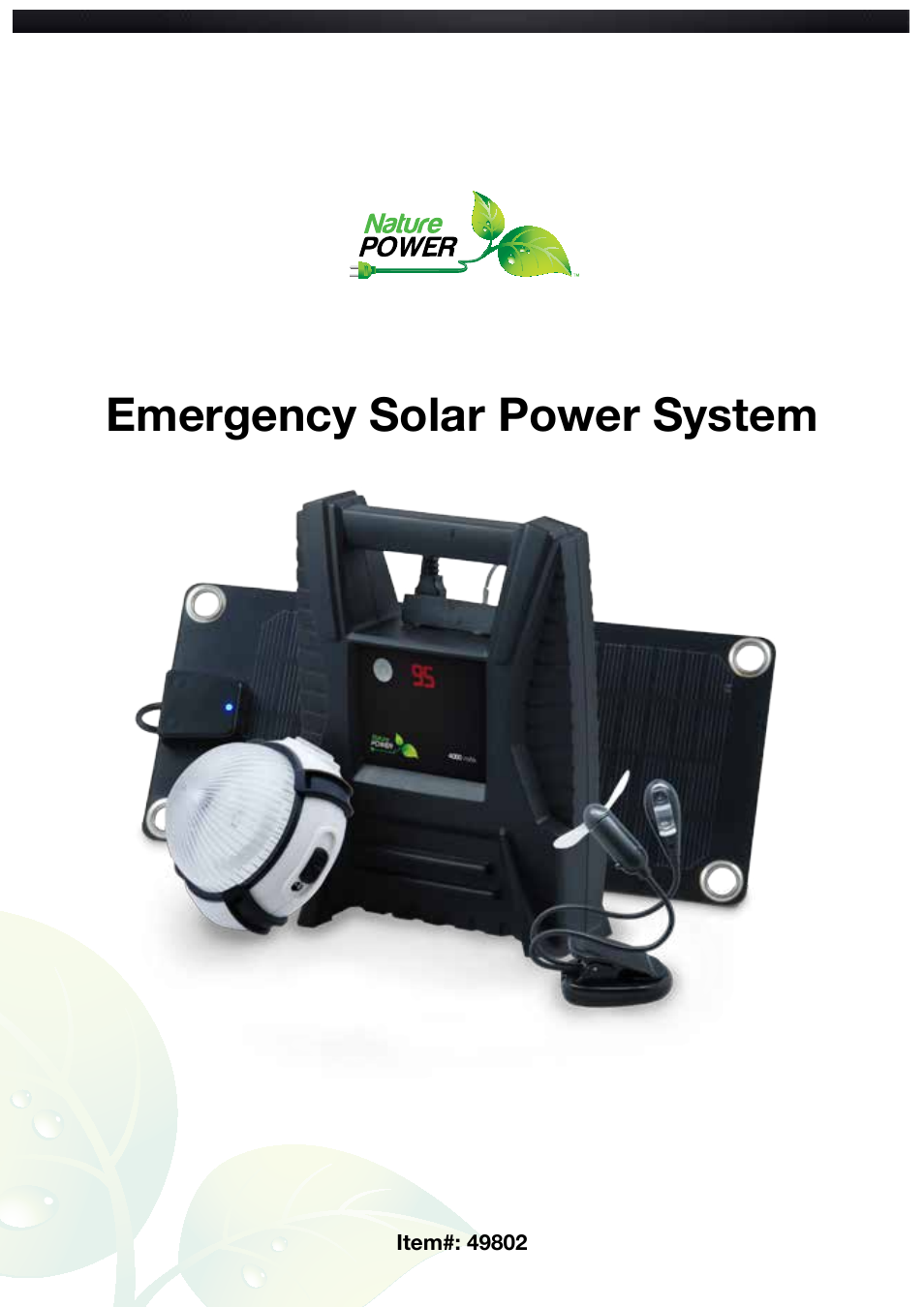 Nature Power Emergency Solar Power System (49802) User Manual | 12 pages