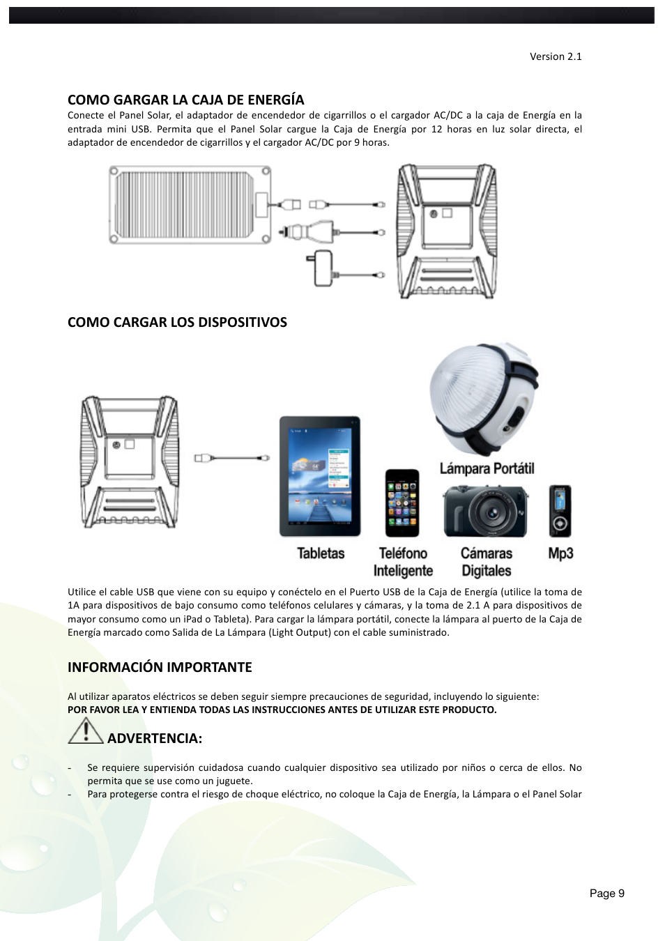 Nature Power Emergency Solar Power System (49802) User Manual | Page 9 / 12