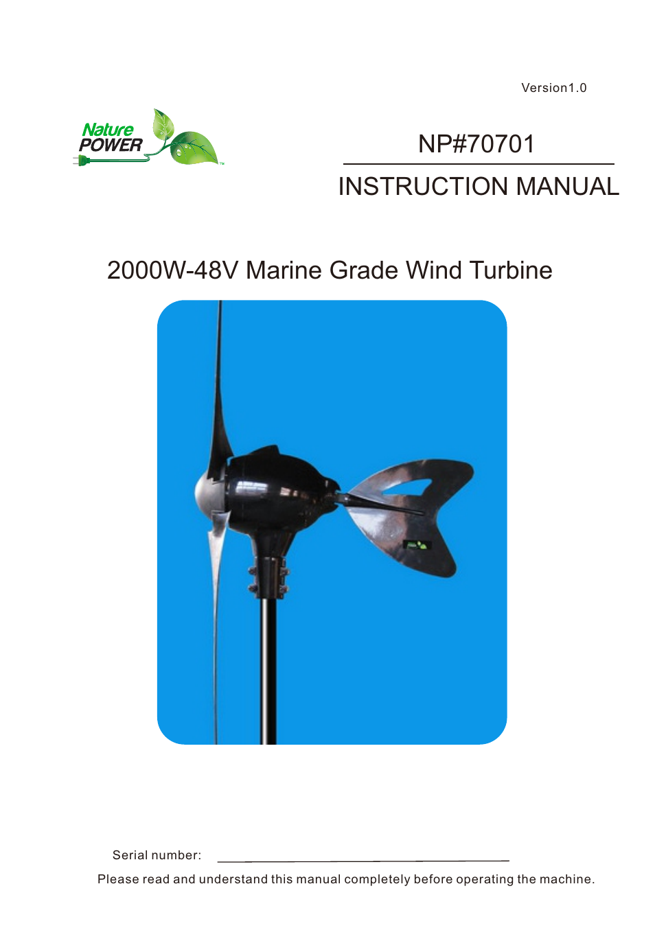 Nature Power 2000W-48V Marine Grade Wind Turbine (70701) User Manual | 20 pages
