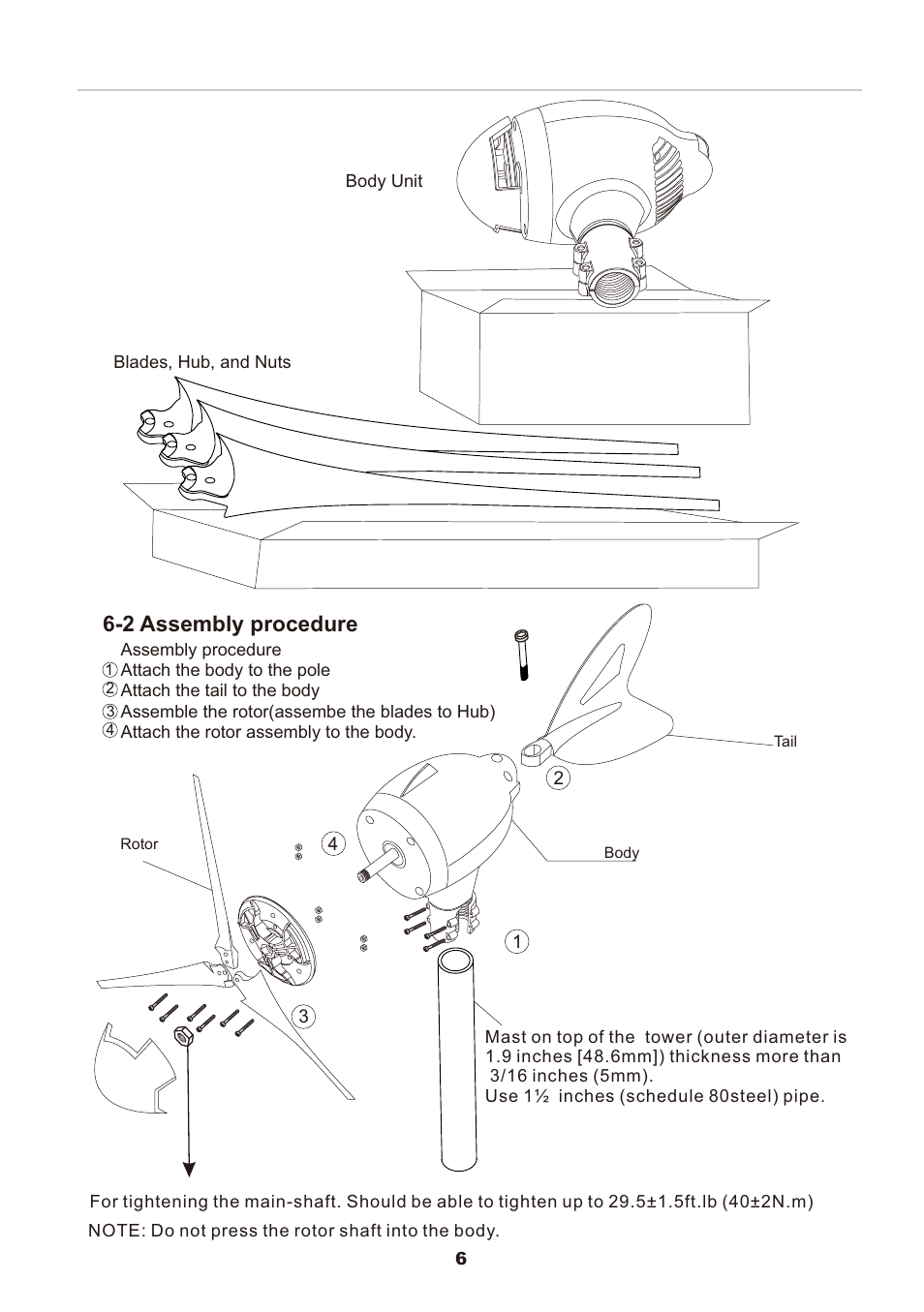 2 assembly procedure | Nature Power 2000W-48V Marine Grade Wind Turbine (70701) User Manual | Page 8 / 20