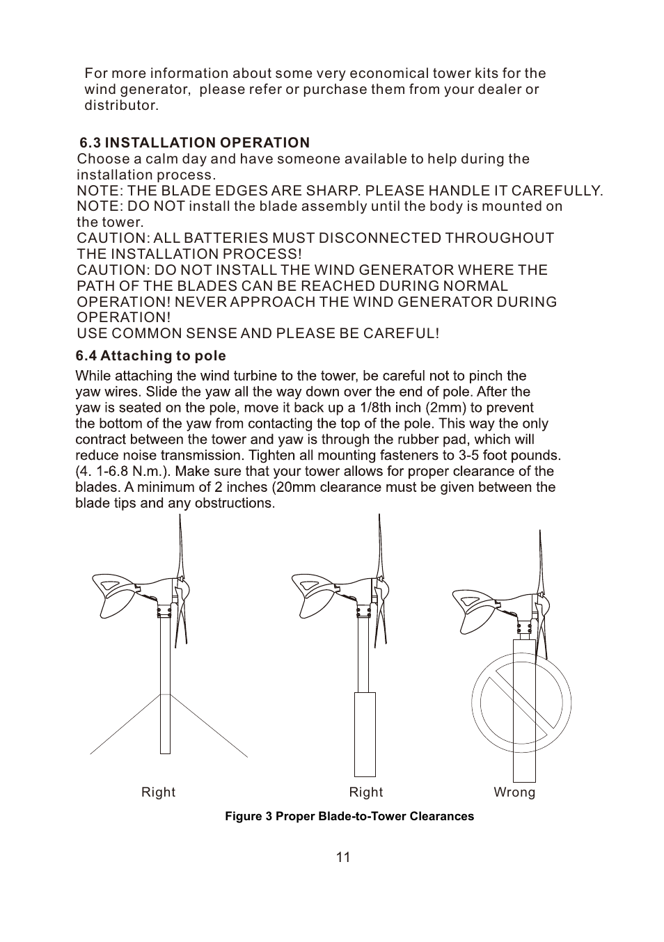 页 11 | Nature Power Marine Grade 400 Watt Wind Turbine (70500) User Manual | Page 11 / 16