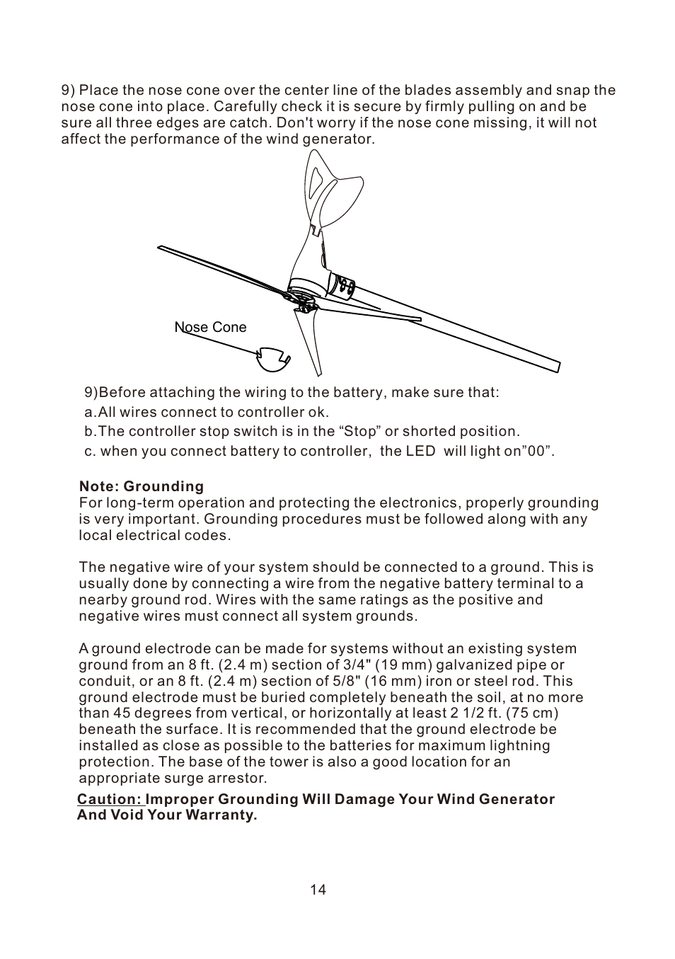 页 14 | Nature Power Marine Grade 400 Watt Wind Turbine (70500) User Manual | Page 14 / 16