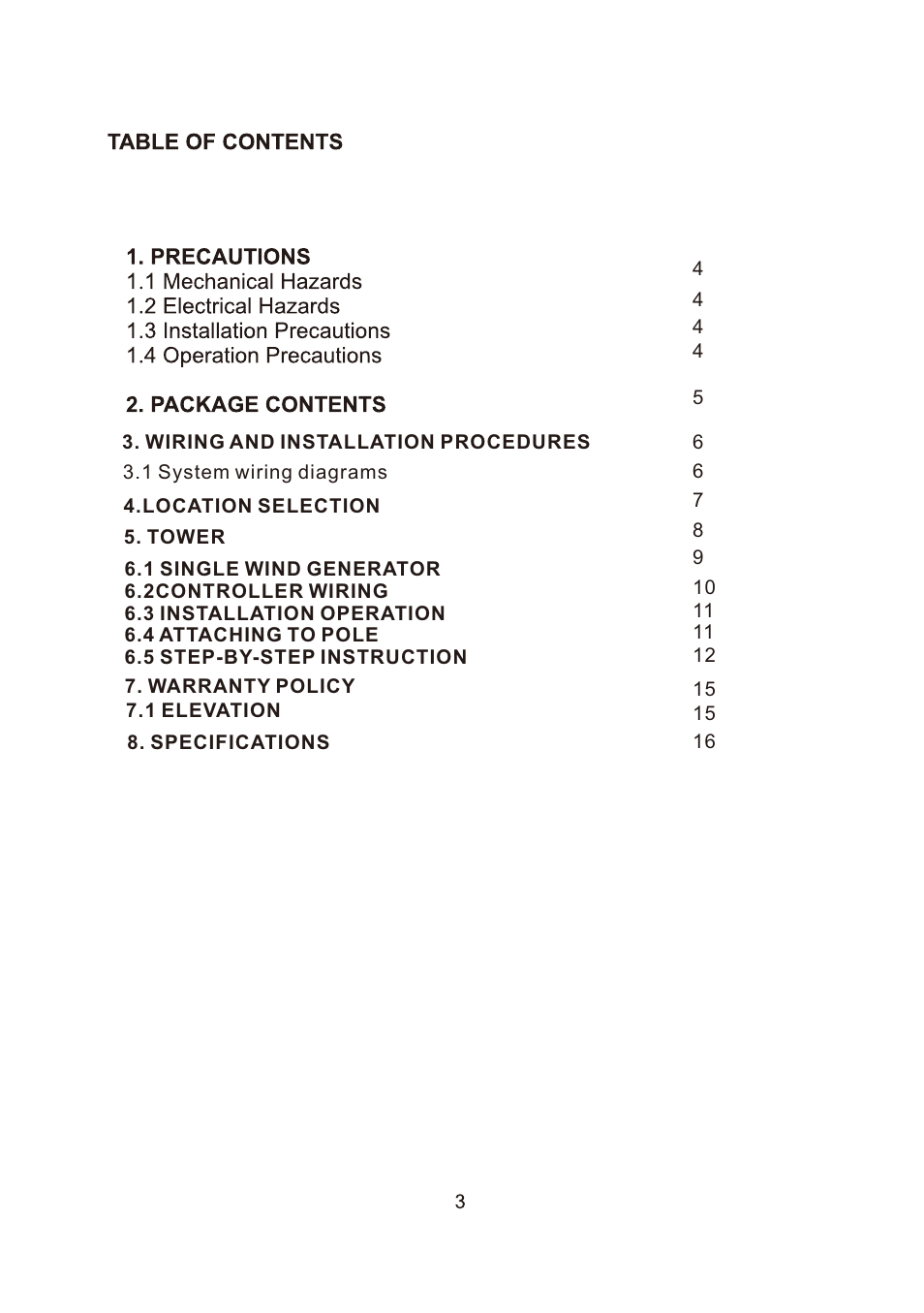 Nature Power Marine Grade 400 Watt Wind Turbine (70500) User Manual | Page 3 / 16