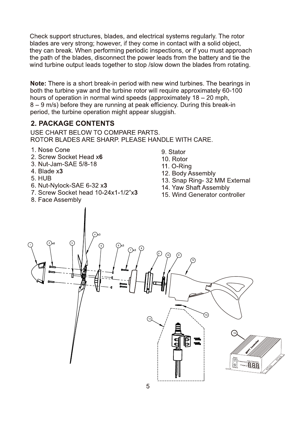 Nature Power Marine Grade 400 Watt Wind Turbine (70500) User Manual | Page 5 / 16