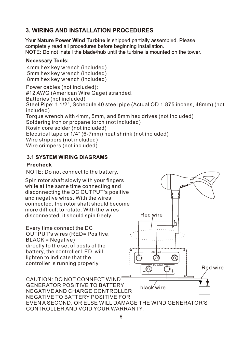 Nature Power Marine Grade 400 Watt Wind Turbine (70500) User Manual | Page 6 / 16