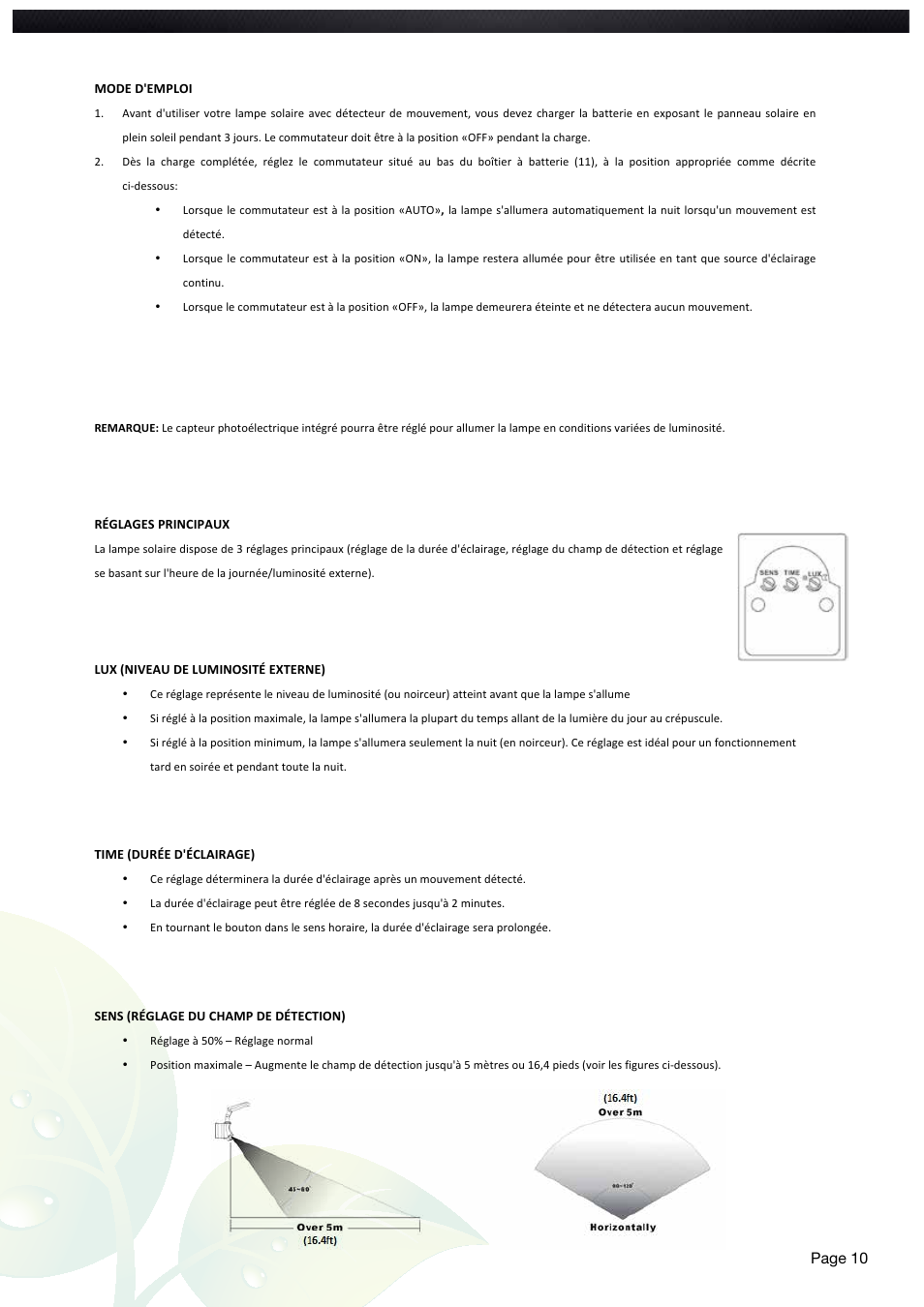 Page 10 | Nature Power Solar Motion Light 500 Single (22260) User Manual | Page 10 / 20