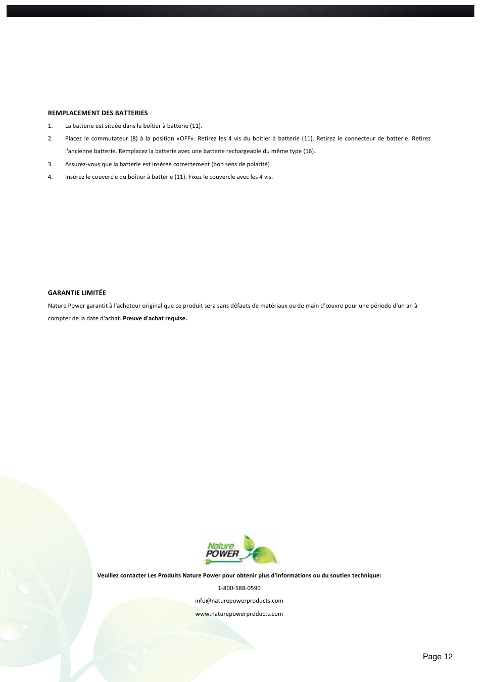 Page 12 | Nature Power Solar Motion Light 500 Single (22260) User Manual | Page 12 / 20