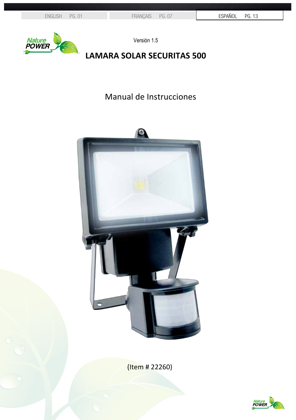 Nature Power Solar Motion Light 500 Single (22260) User Manual | Page 13 / 20