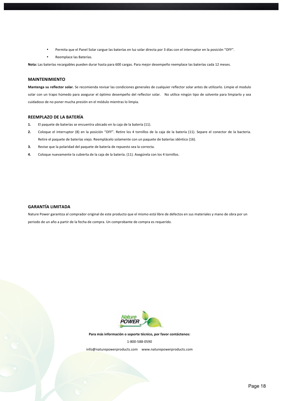 Nature Power Solar Motion Light 500 Single (22260) User Manual | Page 18 / 20