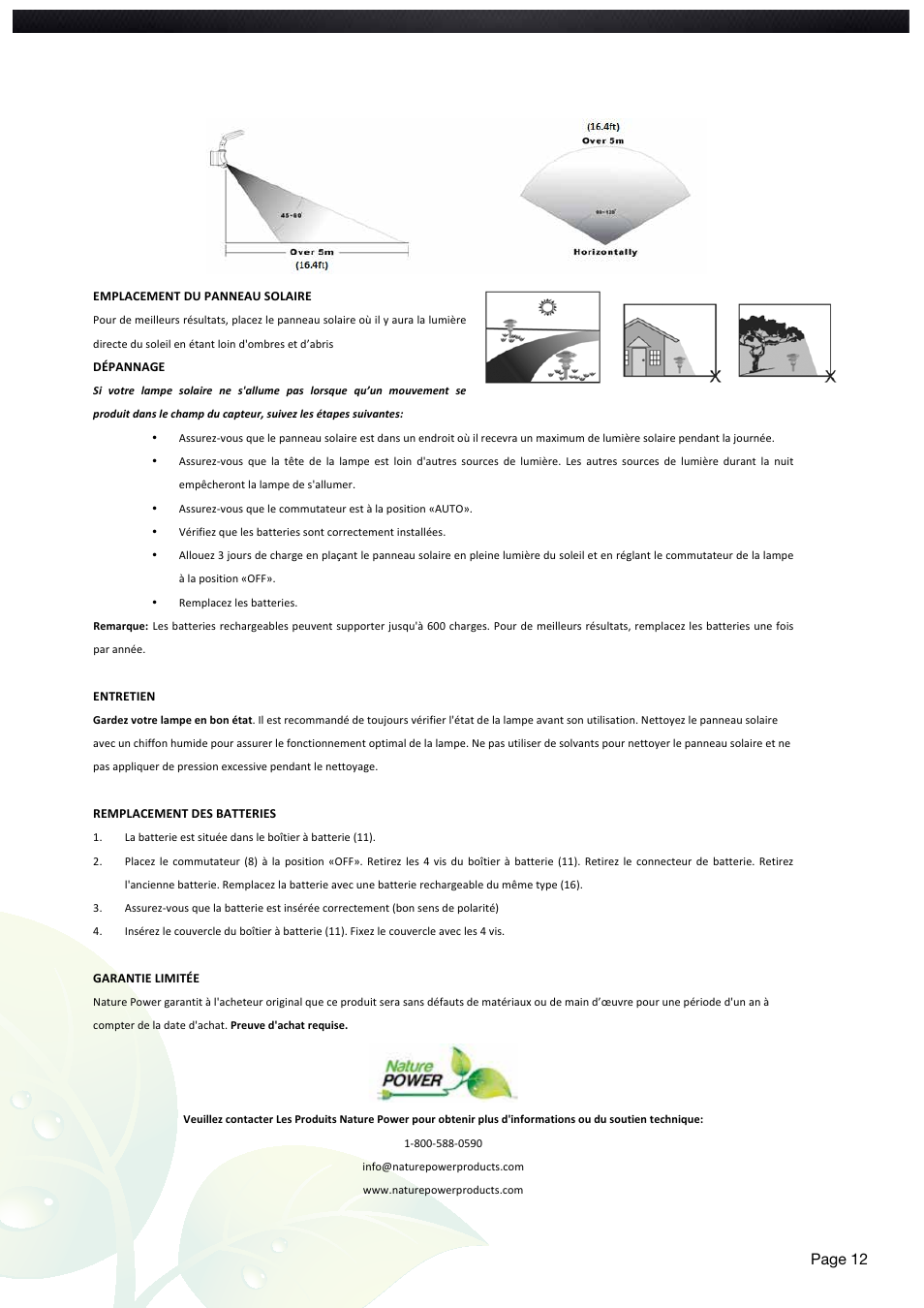 Page 12 | Nature Power Solar Motion Light 600 Dual (22060) User Manual | Page 12 / 20