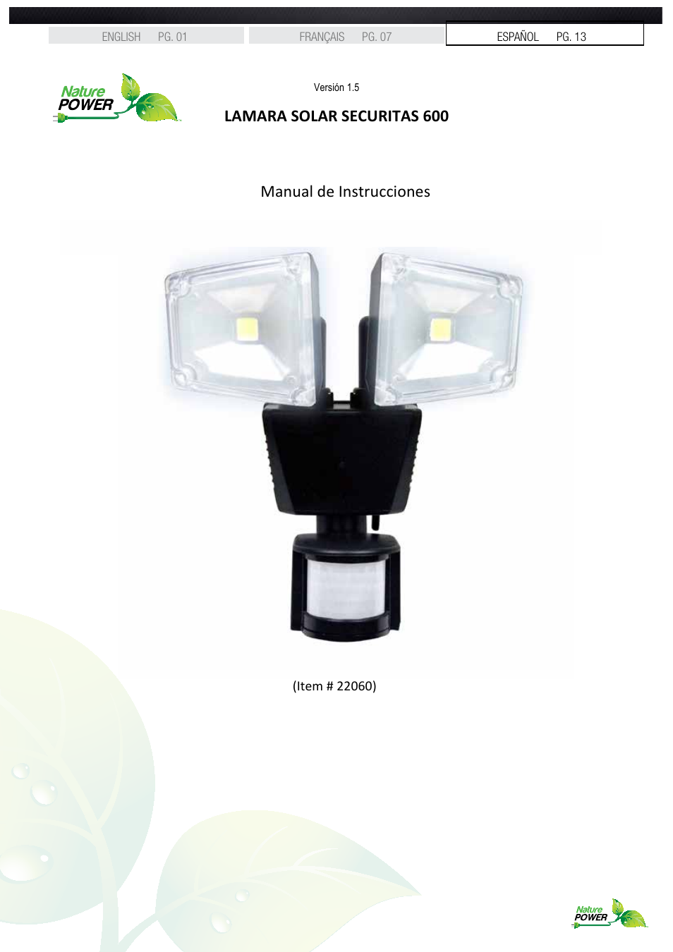 Nature Power Solar Motion Light 600 Dual (22060) User Manual | Page 13 / 20
