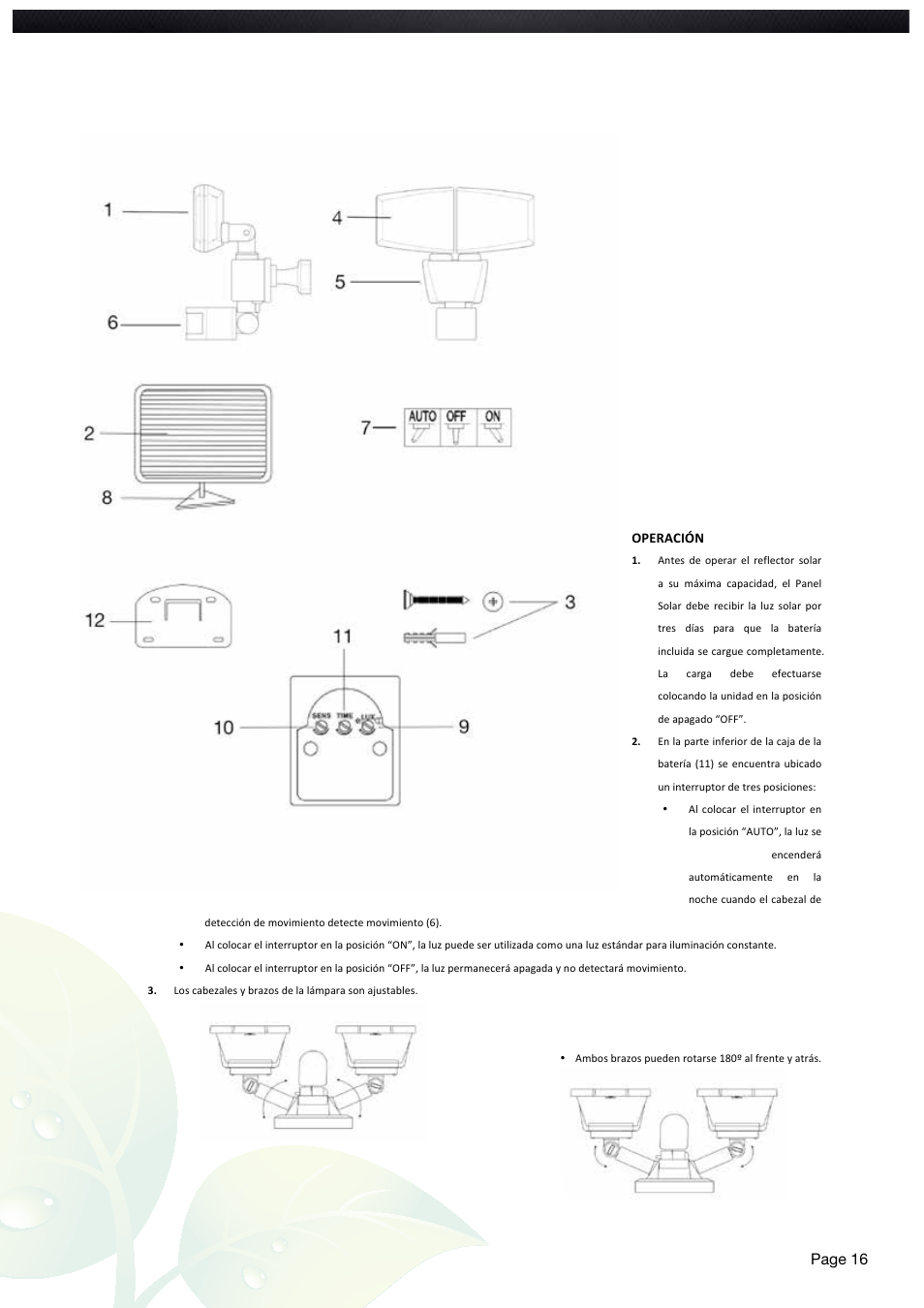 Page 16 | Nature Power Solar Motion Light 600 Dual (22060) User Manual | Page 16 / 20