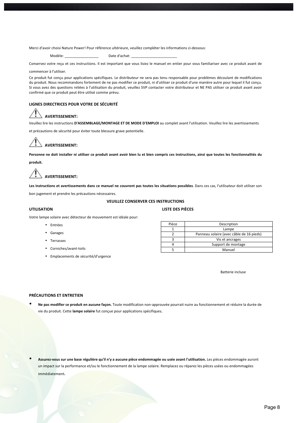 Nature Power Solar Motion Light 600 Dual (22060) User Manual | Page 8 / 20