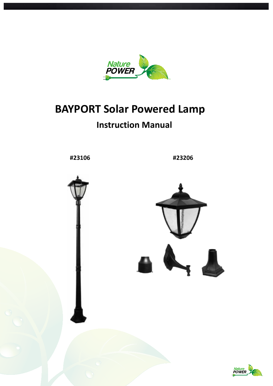 Nature Power BAYPORT Solar Post Lamp (23106) User Manual | 4 pages