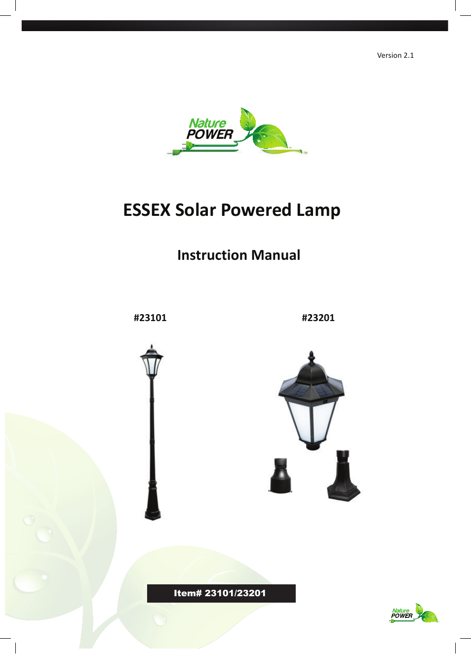 Nature Power ESSEX Solar Powered Lamp (23201) User Manual | 4 pages