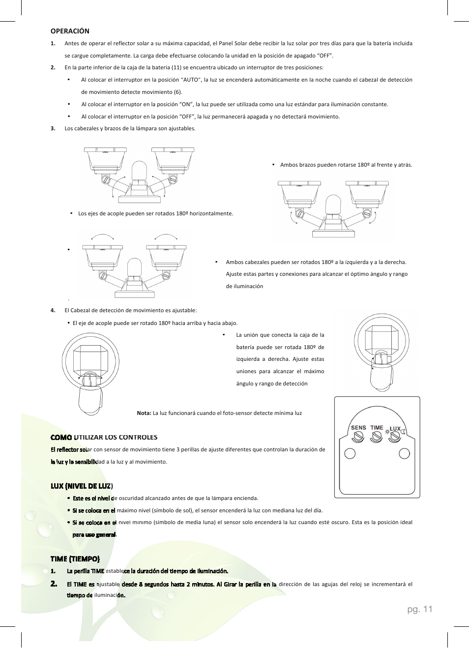 Pg. 11 | Nature Power 120 LED DUAL HEAD SOLAR MOTION LIGHT (23401) User Manual | Page 11 / 12