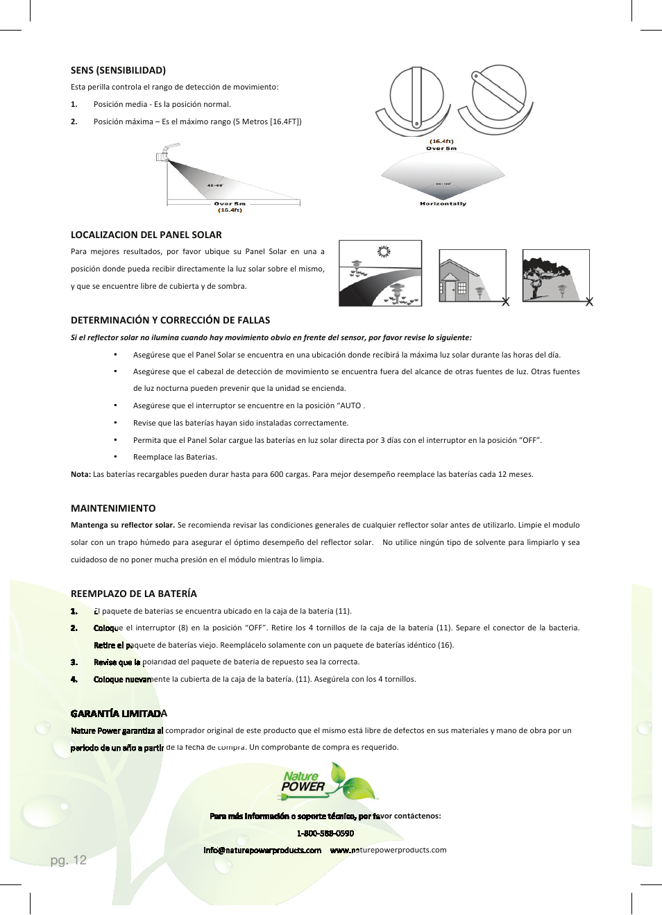 Pg. 12 | Nature Power 120 LED DUAL HEAD SOLAR MOTION LIGHT (23401) User Manual | Page 12 / 12