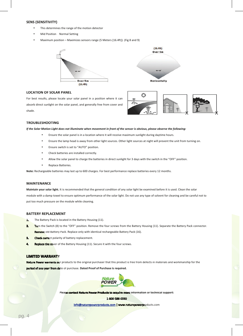 Pg. 4 | Nature Power 120 LED DUAL HEAD SOLAR MOTION LIGHT (23401) User Manual | Page 4 / 12