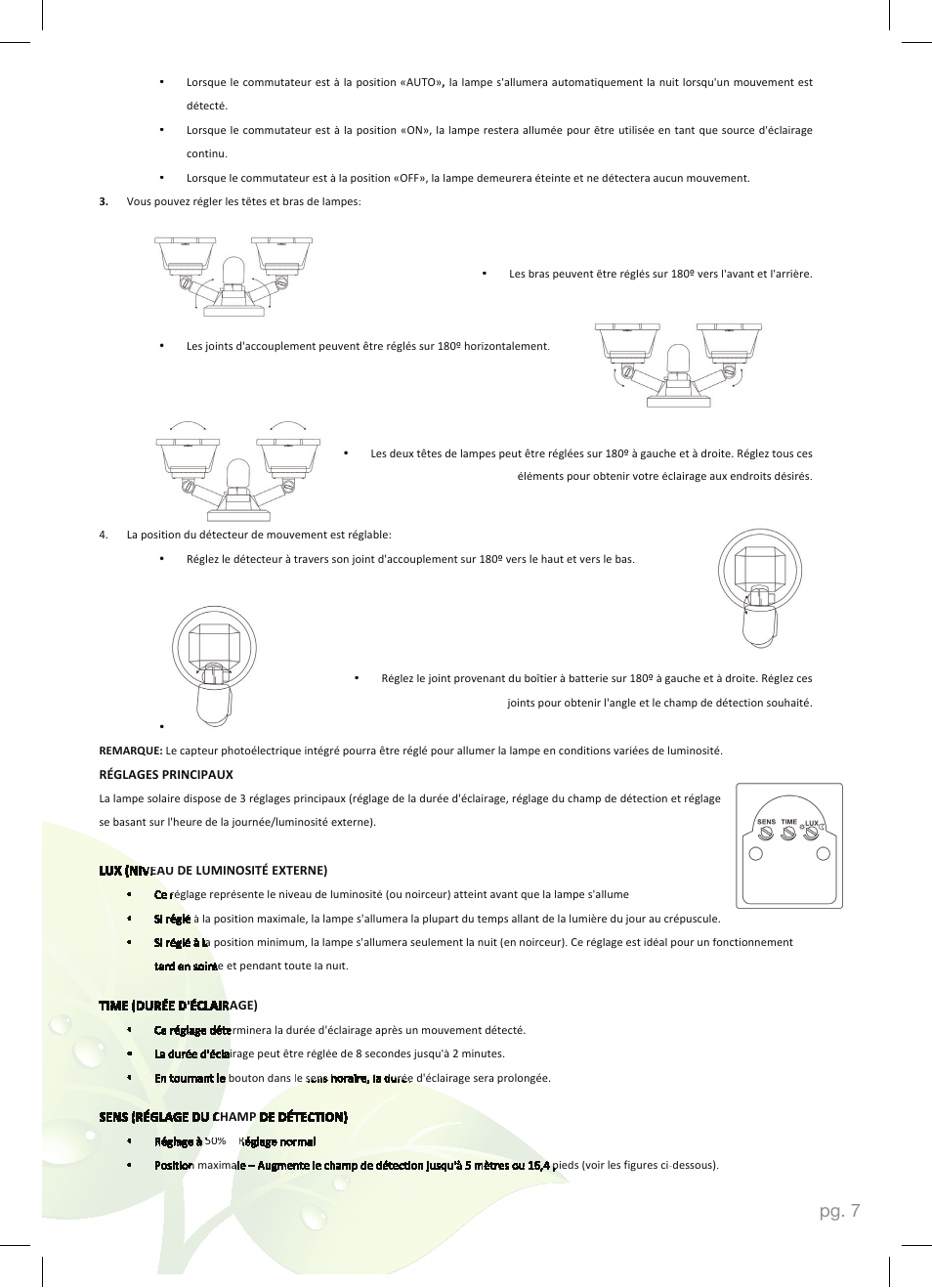 Pg. 7 | Nature Power 120 LED DUAL HEAD SOLAR MOTION LIGHT (23401) User Manual | Page 7 / 12