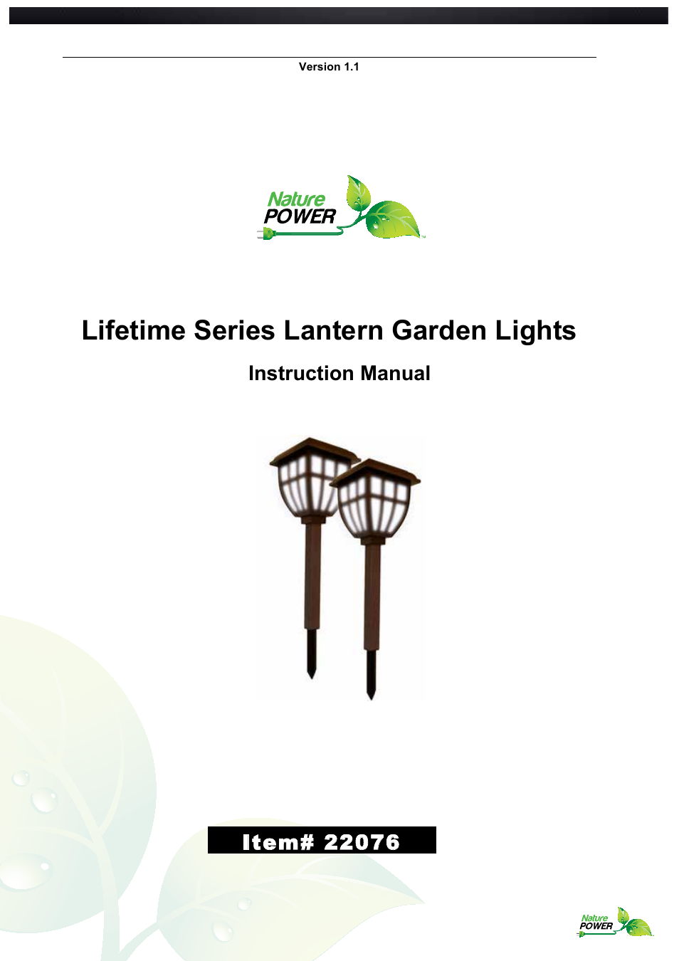 Nature Power Lifetime Series Lantern Garden Lights (22076) User Manual | 4 pages