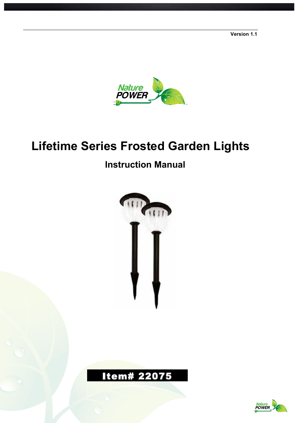 Nature Power Lifetime Series Frosted Garden Lights (22075) User Manual | 4 pages