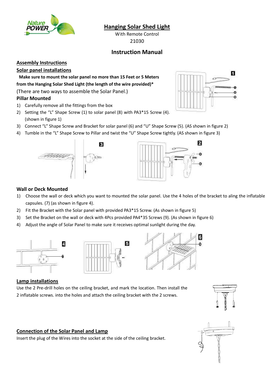 Nature Power Hanging Solar Shed Light (21030) User Manual | 2 pages