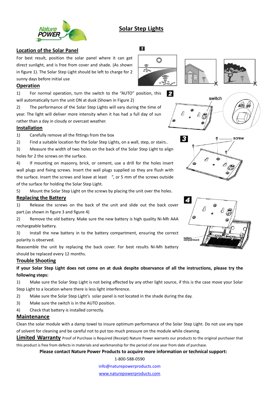 Nature Power Solar Step Lights (21060) User Manual | 1 page