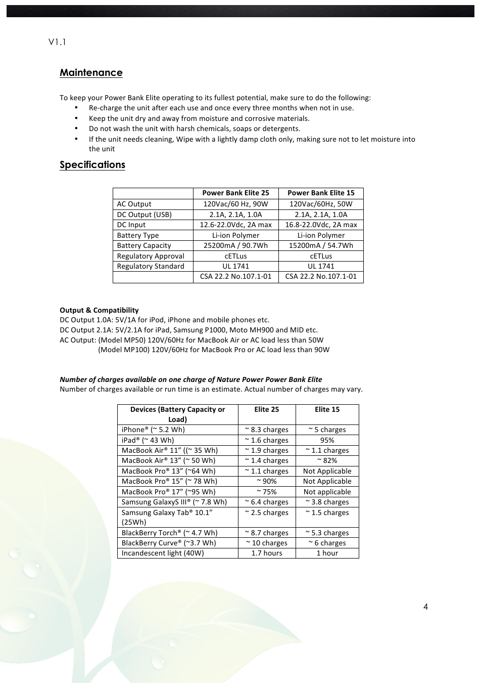 Nature Power Power Bank Elite Series 25 (50026) User Manual | Page 4 / 5