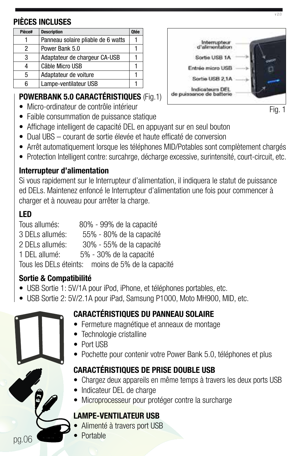Pg.06 | Nature Power PERSONAL PORTABLE POWER KIT USB CHARGING ON THE GO (59801) User Manual | Page 6 / 12