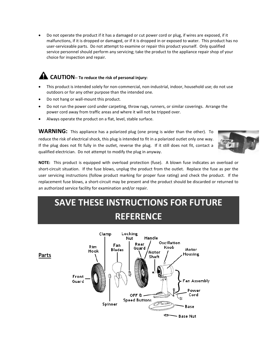 Save these instructions for future reference, Caution, Warning | Ragalta RDF-1220 User Manual | Page 3 / 11