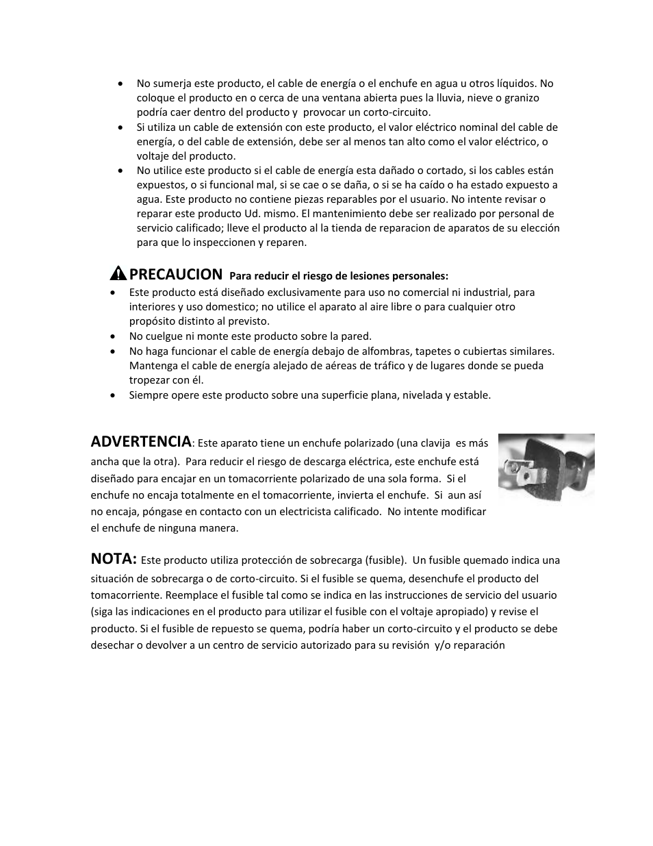 Precaucion, Advertencia, Nota | Ragalta RDF-1220 User Manual | Page 8 / 11