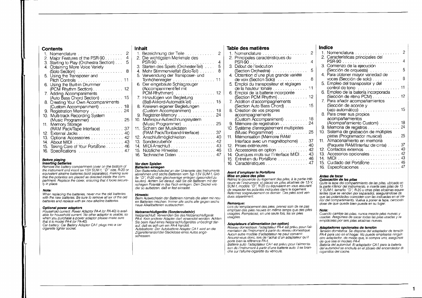 Yamaha PSR-90 User Manual | Page 3 / 51